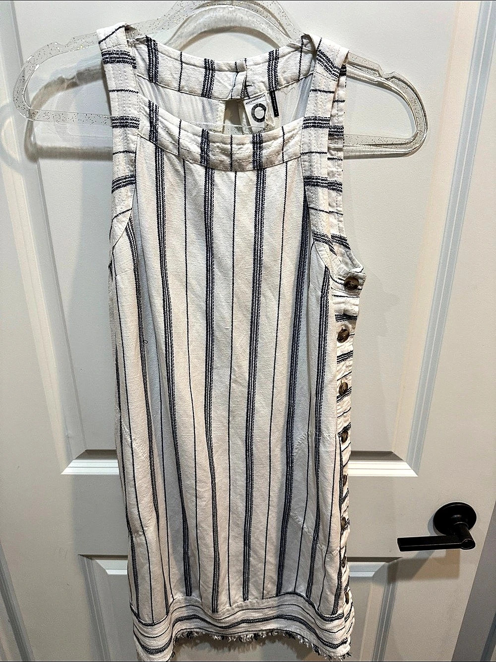 Anthropologie Striped Mini Dress in White & Blue Size Small Like New